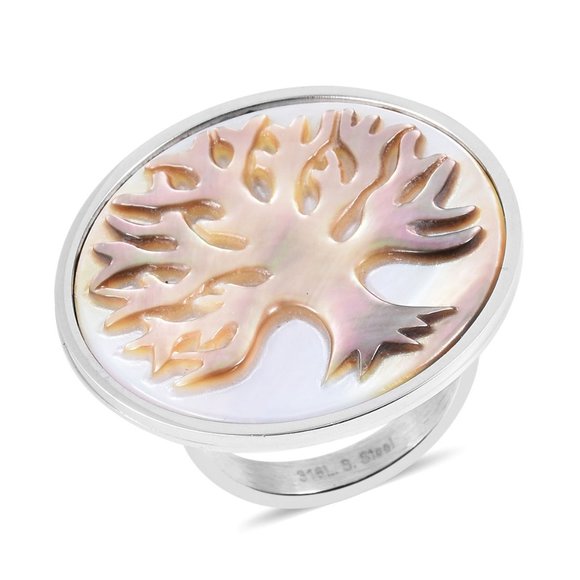 Natural  Shell Tree Ring Size 8.0 - Picture 1 of 3